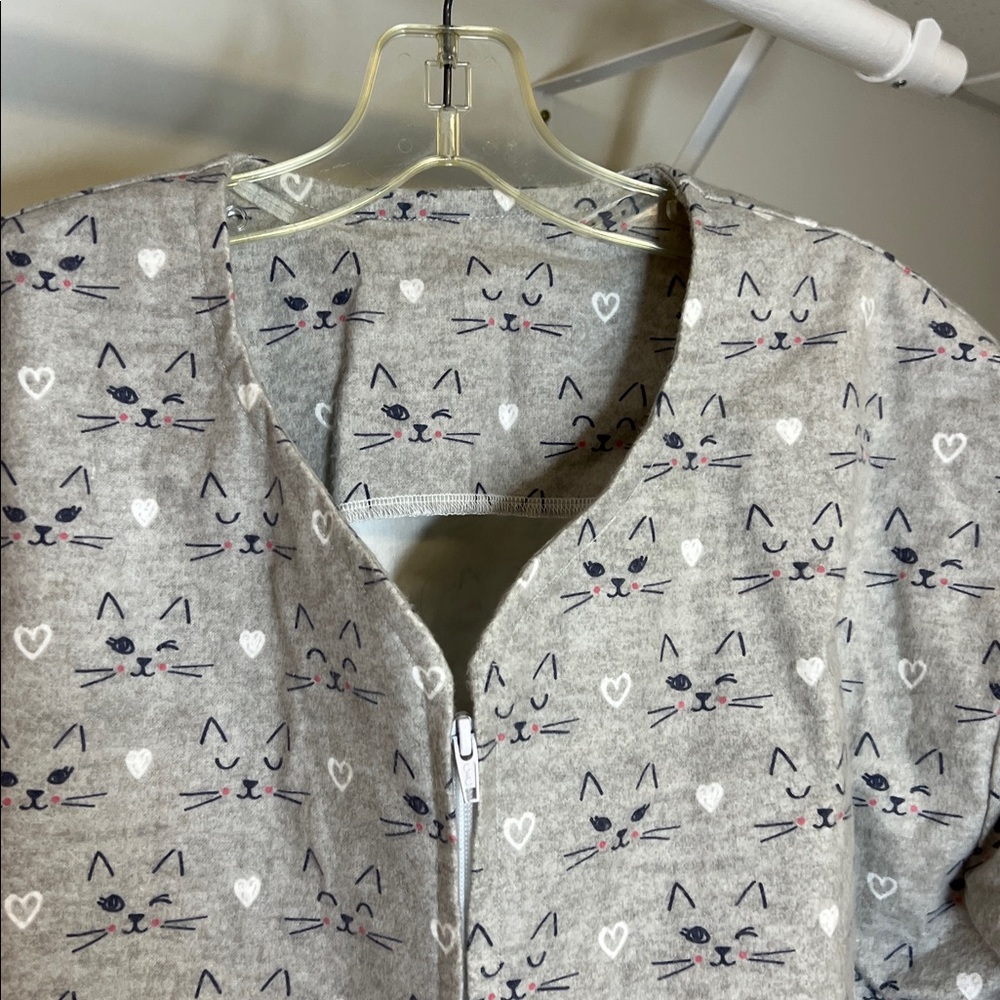 Handmade‎ Flannel Zip Up Scrub Jacket Cat Print- Medium Petite - Picture 4 of 6